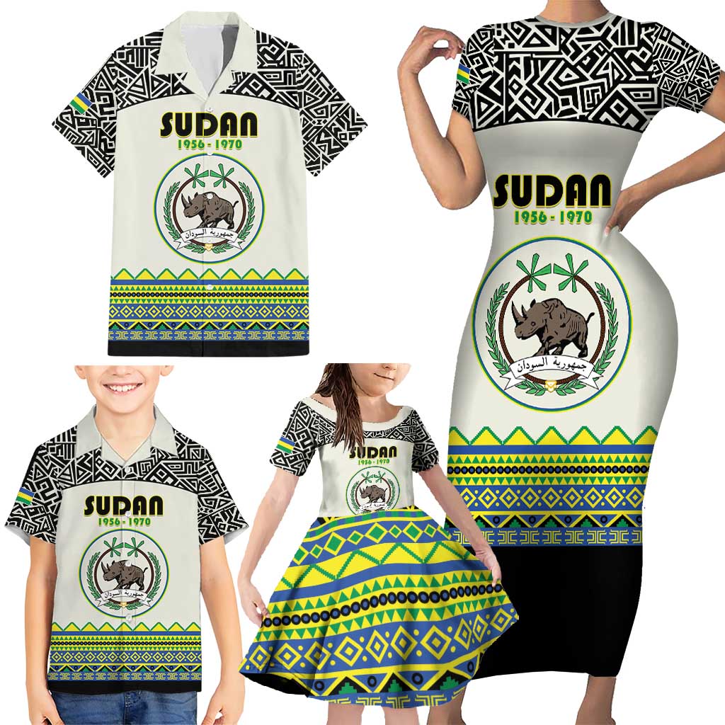 Personalized Sudan 1956-1970 Family Matching Short Sleeve Bodycon Dress and Hawaiian Shirt With African Pattern - Wonder Print Shop