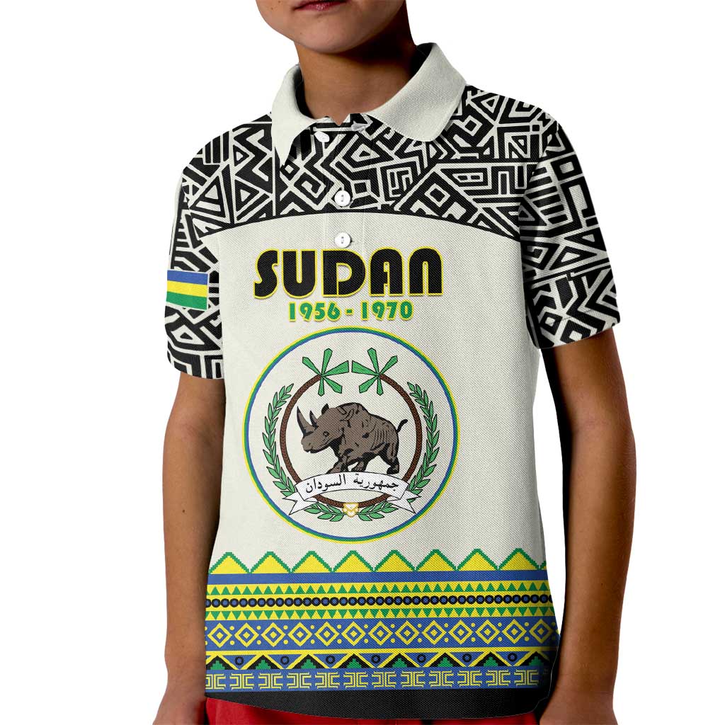 Personalized Sudan 1956-1970 Kid Polo Shirt With African Pattern - Wonder Print Shop