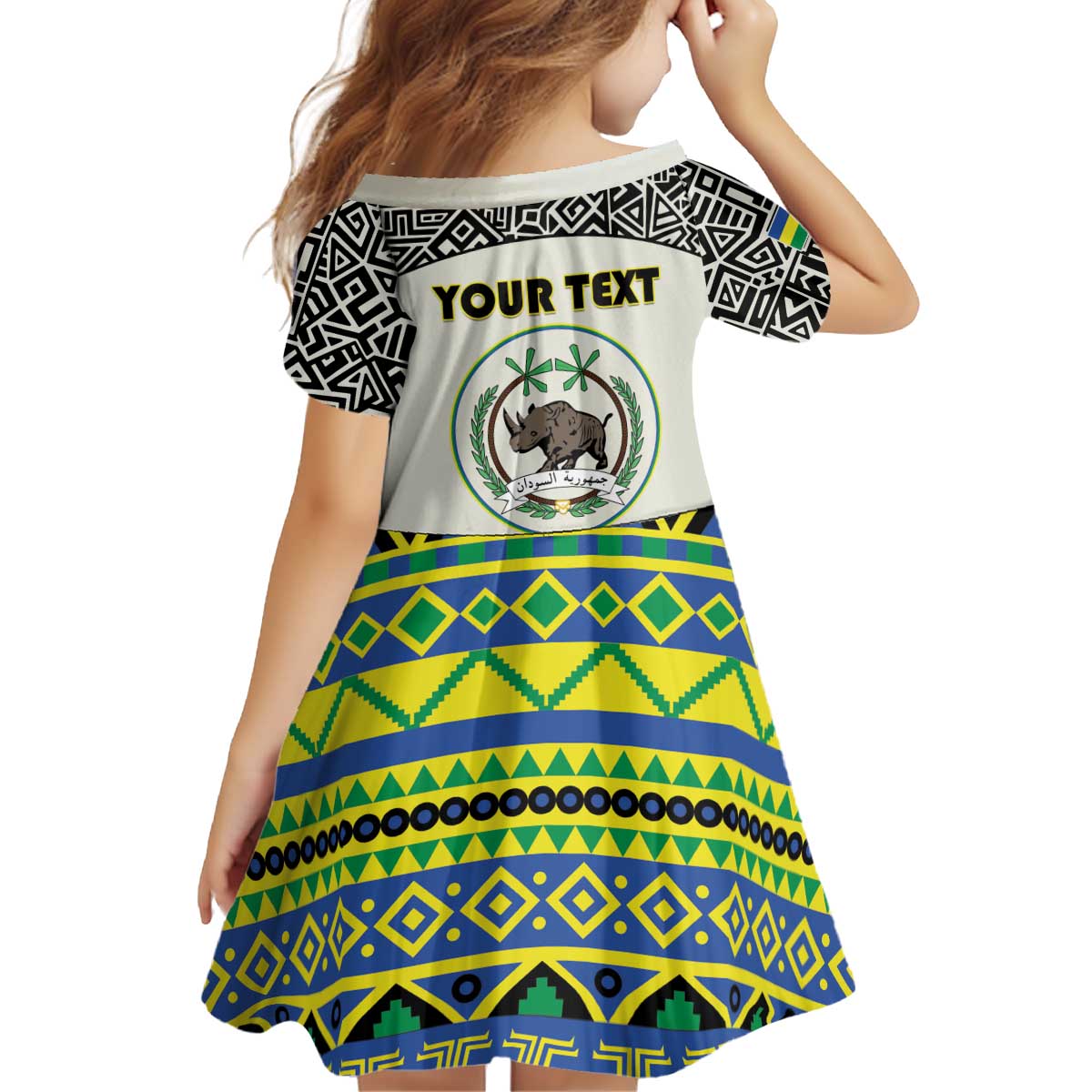 Personalized Sudan 1956-1970 Kid Short Sleeve Dress With African Pattern - Wonder Print Shop
