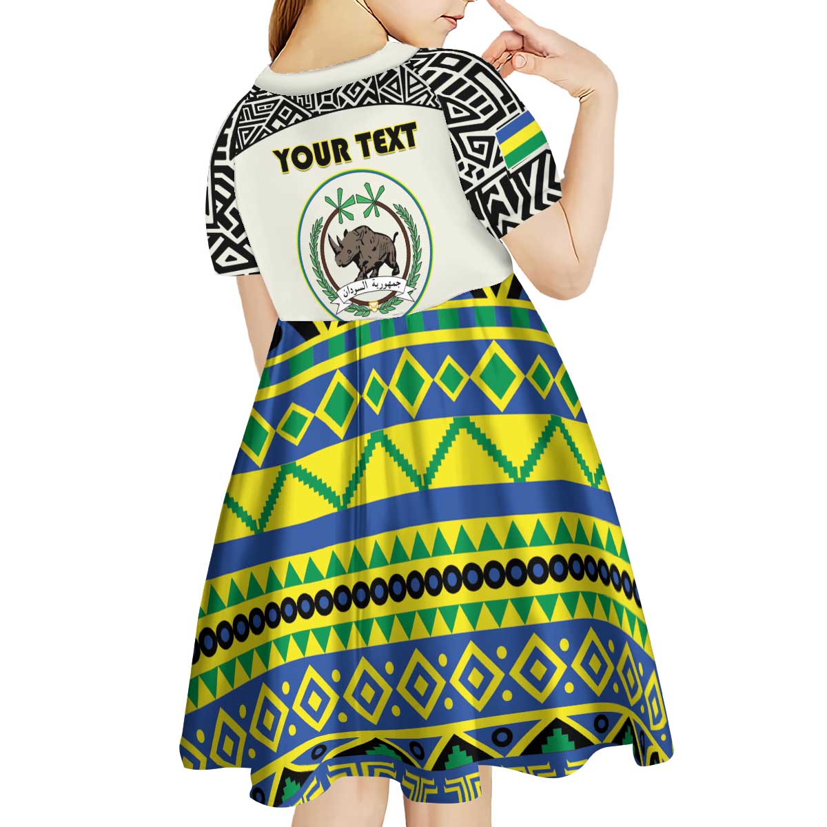 Personalized Sudan 1956-1970 Kid Short Sleeve Dress With African Pattern - Wonder Print Shop