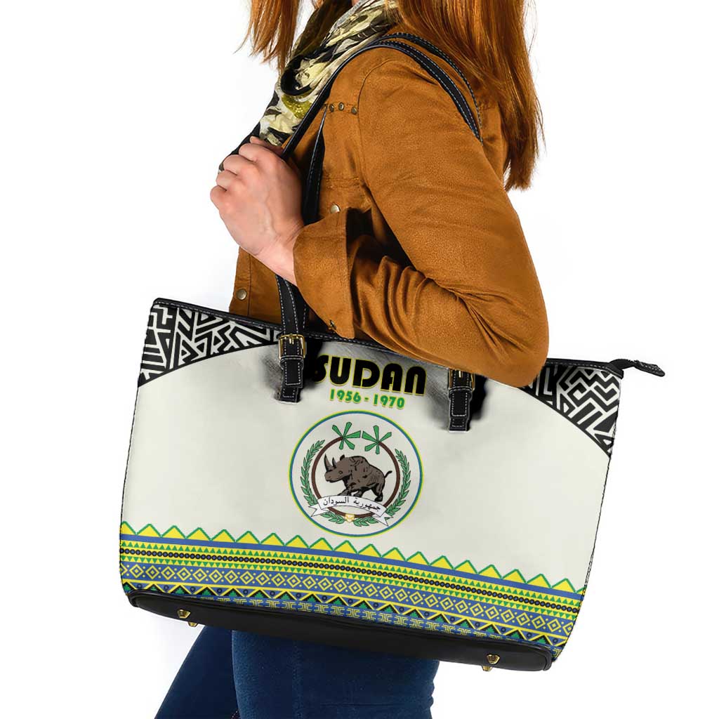 Sudan 1956-1970 Leather Tote Bag With African Pattern - Wonder Print Shop