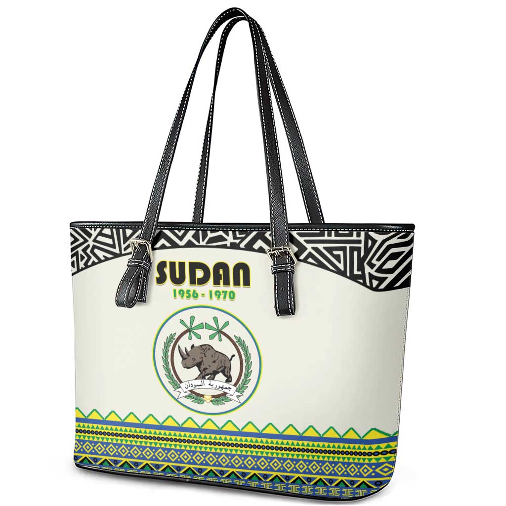 Sudan 1956-1970 Leather Tote Bag With African Pattern - Wonder Print Shop