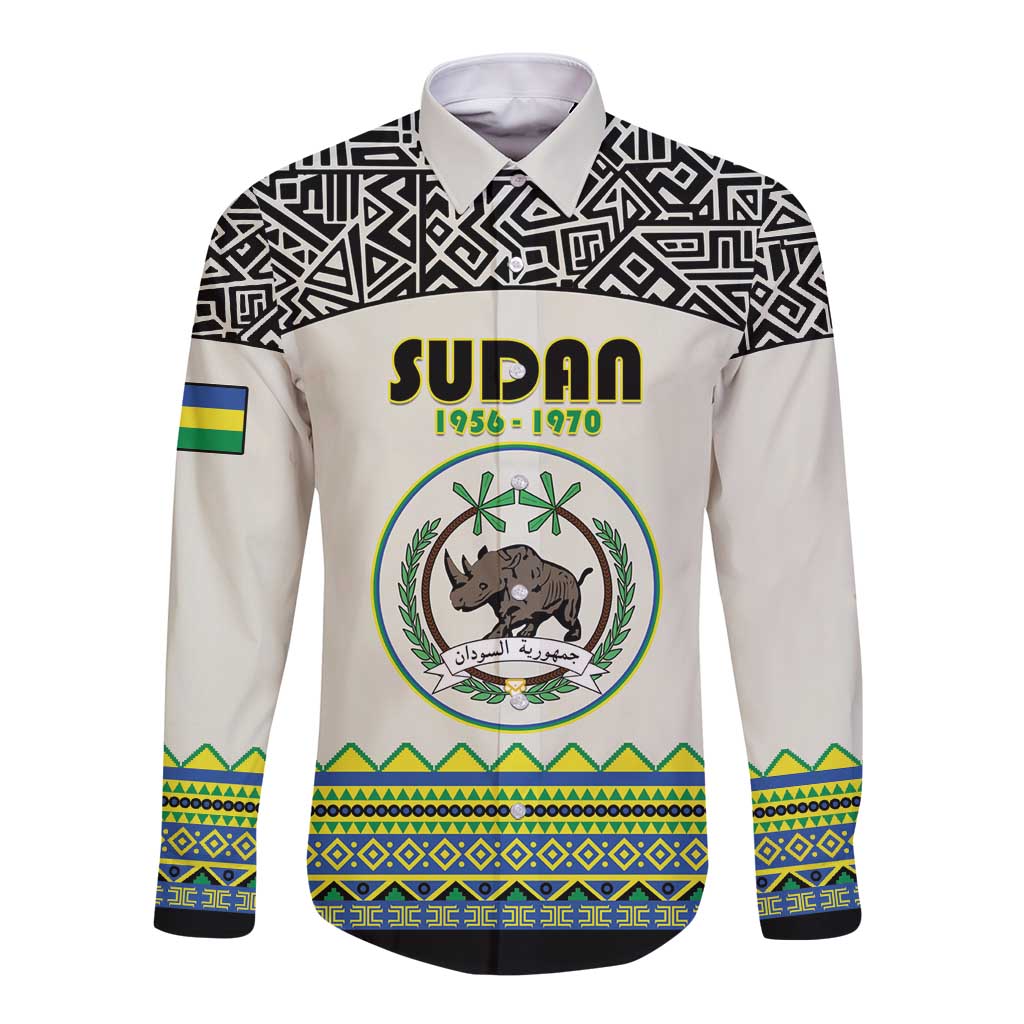 Personalized Sudan 1956-1970 Long Sleeve Button Shirt With African Pattern - Wonder Print Shop