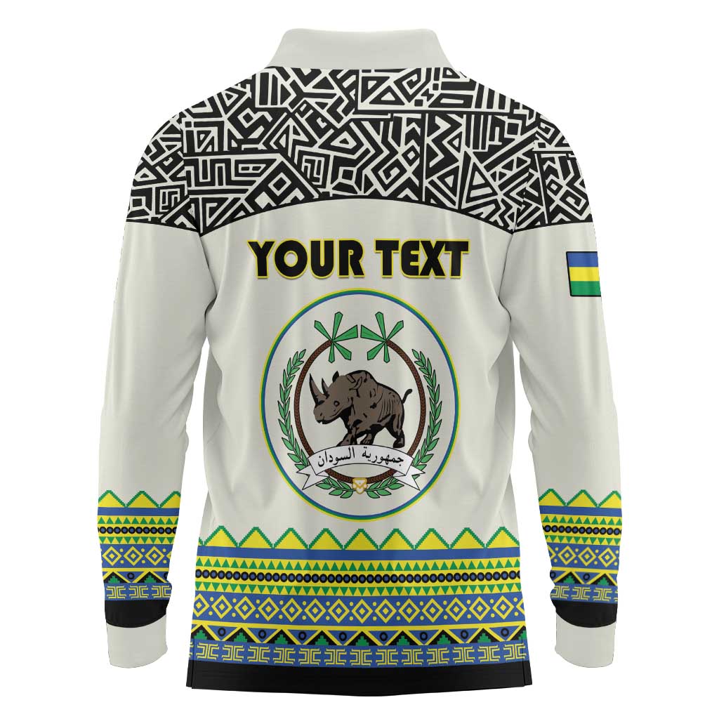 Personalized Sudan 1956-1970 Long Sleeve Polo Shirt With African Pattern - Wonder Print Shop