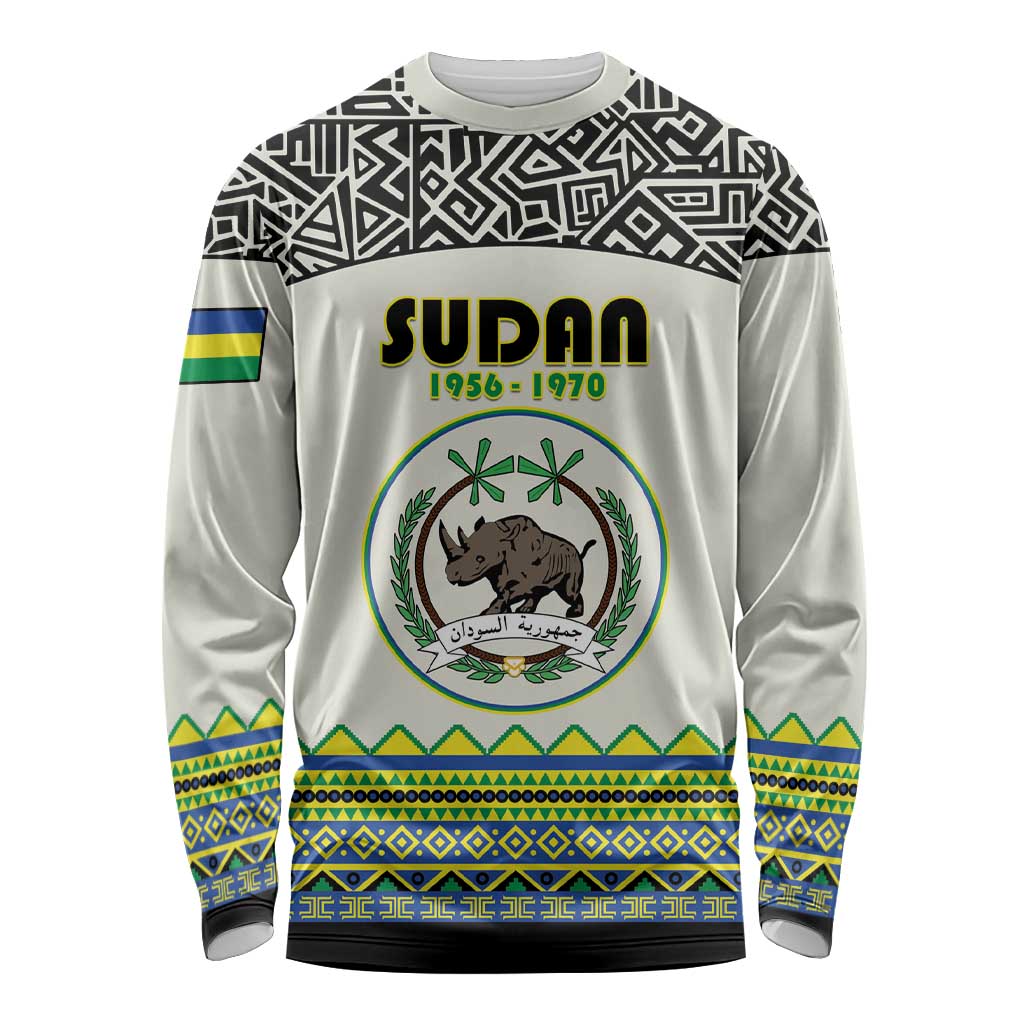 Personalized Sudan 1956-1970 Long Sleeve Shirt With African Pattern - Wonder Print Shop