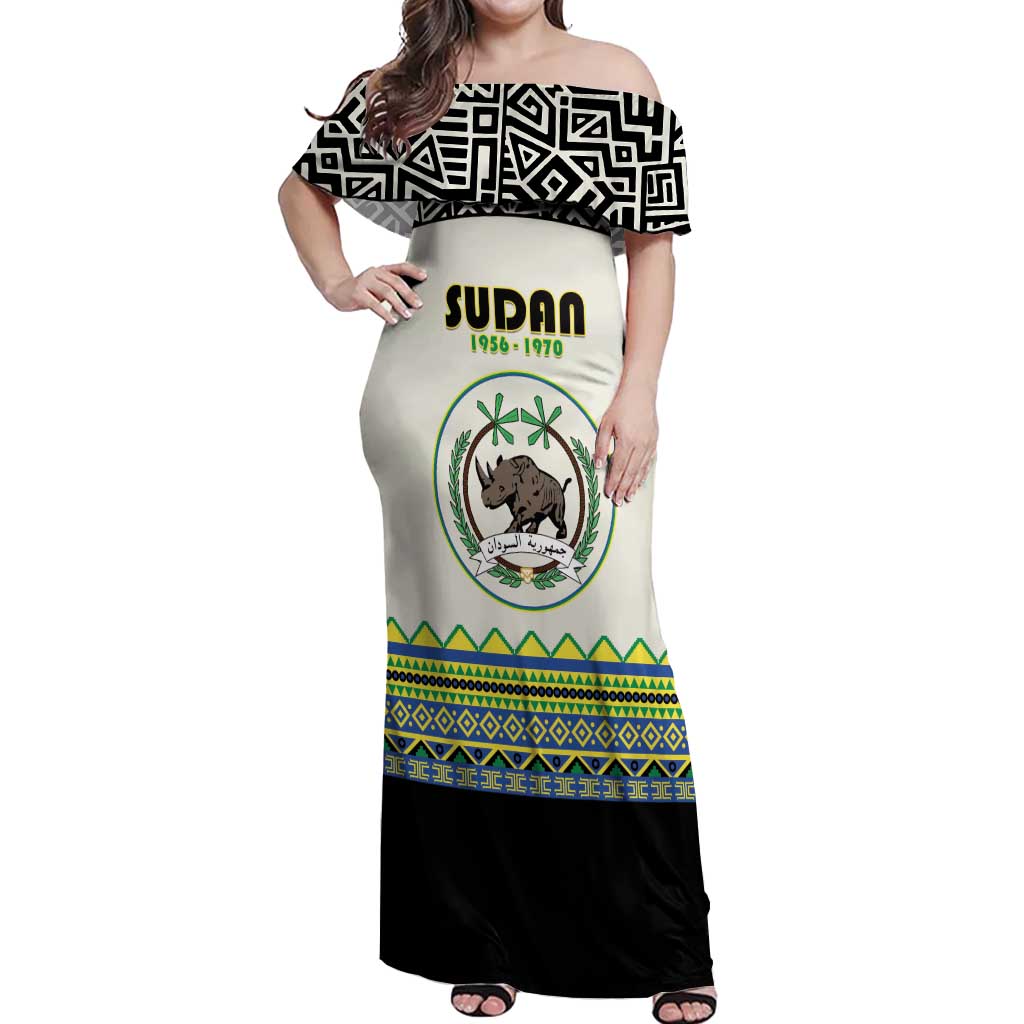 Personalized Sudan 1956-1970 Off Shoulder Maxi Dress With African Pattern - Wonder Print Shop