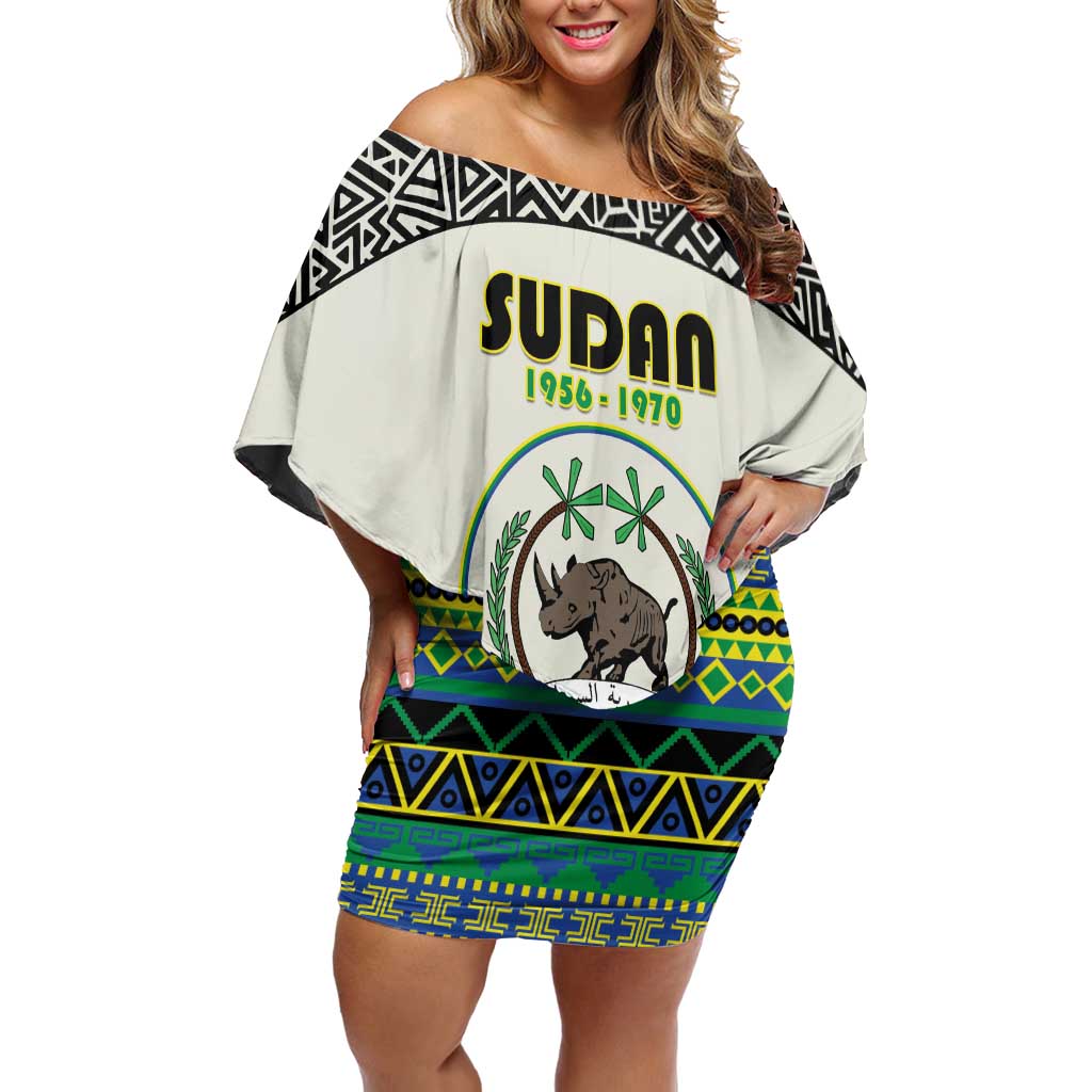 Personalized Sudan 1956-1970 Off Shoulder Short Dress With African Pattern - Wonder Print Shop