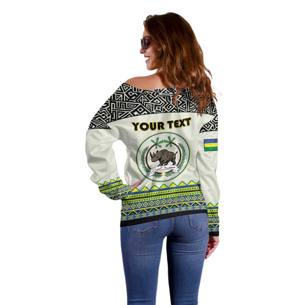 Personalized Sudan 1956-1970 Off Shoulder Sweater With African Pattern - Wonder Print Shop