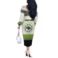 Personalized Sudan 1956-1970 Off The Shoulder Long Sleeve Dress With African Pattern - Wonder Print Shop