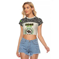Personalized Sudan 1956-1970 Raglan Cropped T Shirt With African Pattern - Wonder Print Shop
