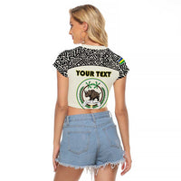 Personalized Sudan 1956-1970 Raglan Cropped T Shirt With African Pattern - Wonder Print Shop