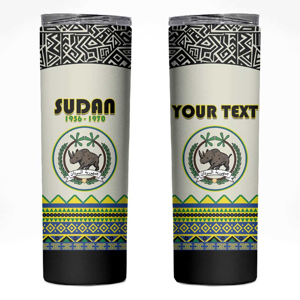 Personalized Sudan 1956-1970 Skinny Tumbler With African Pattern - Wonder Print Shop