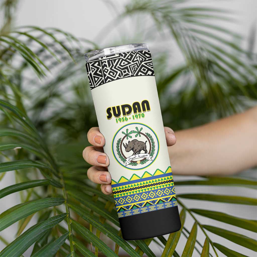 Personalized Sudan 1956-1970 Skinny Tumbler With African Pattern - Wonder Print Shop