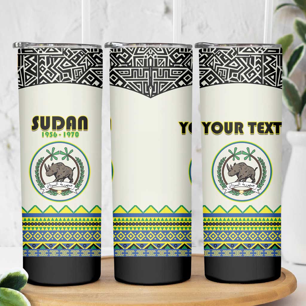 Personalized Sudan 1956-1970 Skinny Tumbler With African Pattern - Wonder Print Shop