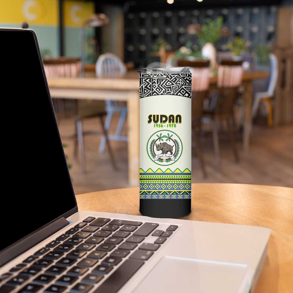 Personalized Sudan 1956-1970 Skinny Tumbler With African Pattern - Wonder Print Shop