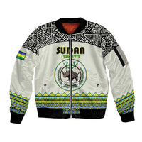 Personalized Sudan 1956-1970 Sleeve Zip Bomber Jacket With African Pattern - Wonder Print Shop