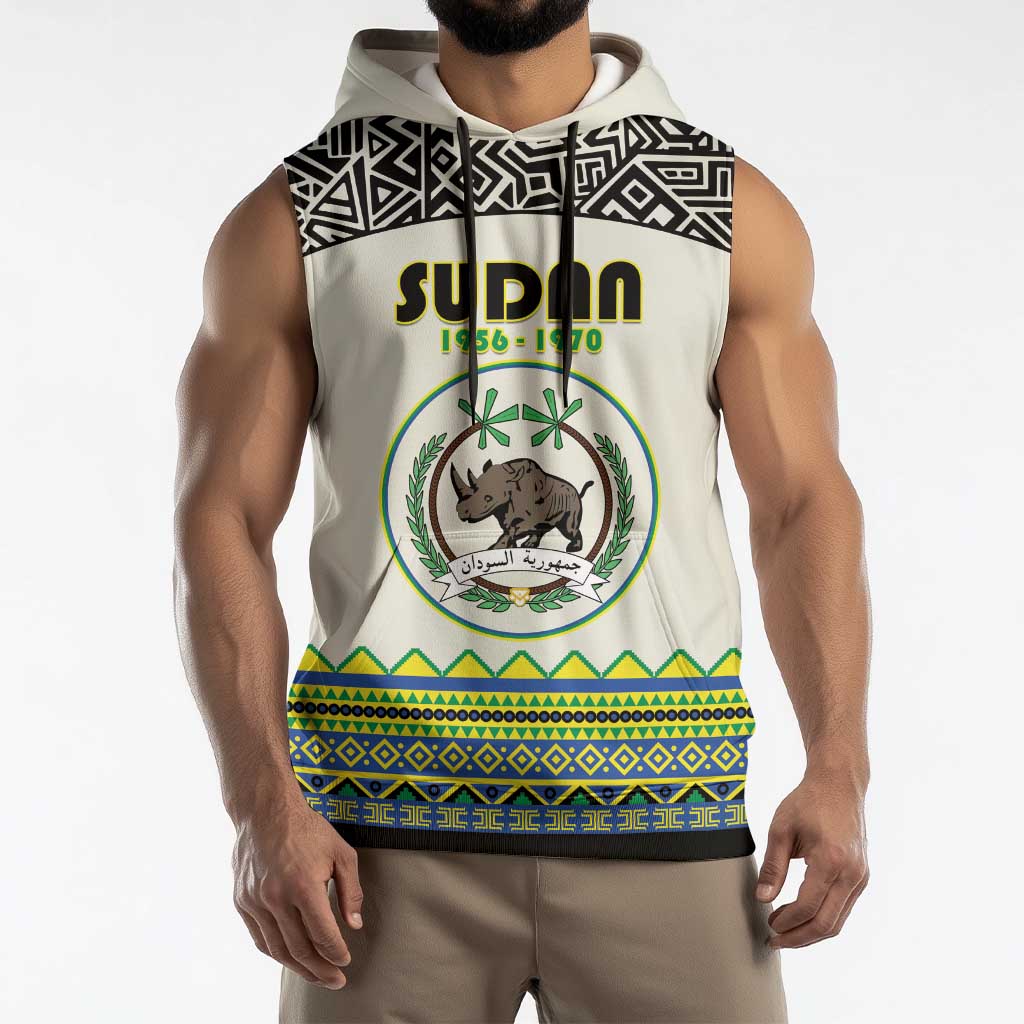 Personalized Sudan 1956-1970 Sleeveless Hoodie With African Pattern - Wonder Print Shop