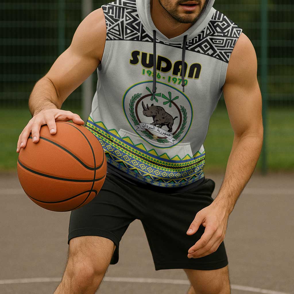 Personalized Sudan 1956-1970 Sleeveless Hoodie With African Pattern - Wonder Print Shop