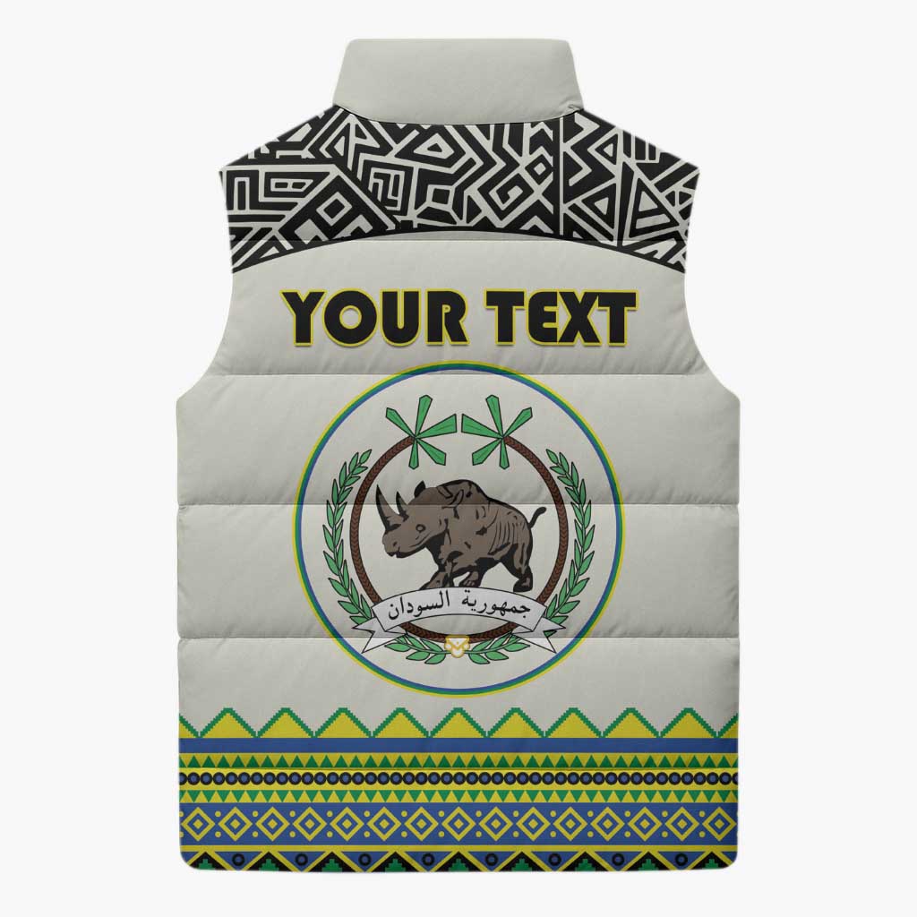 Personalized Sudan 1956-1970 Sleeveless Puffer Jacket With African Pattern - Wonder Print Shop
