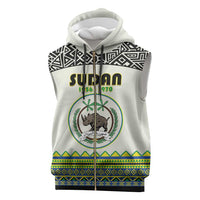 Personalized Sudan 1956-1970 Sleeveless Zip Hoodie With African Pattern - Wonder Print Shop