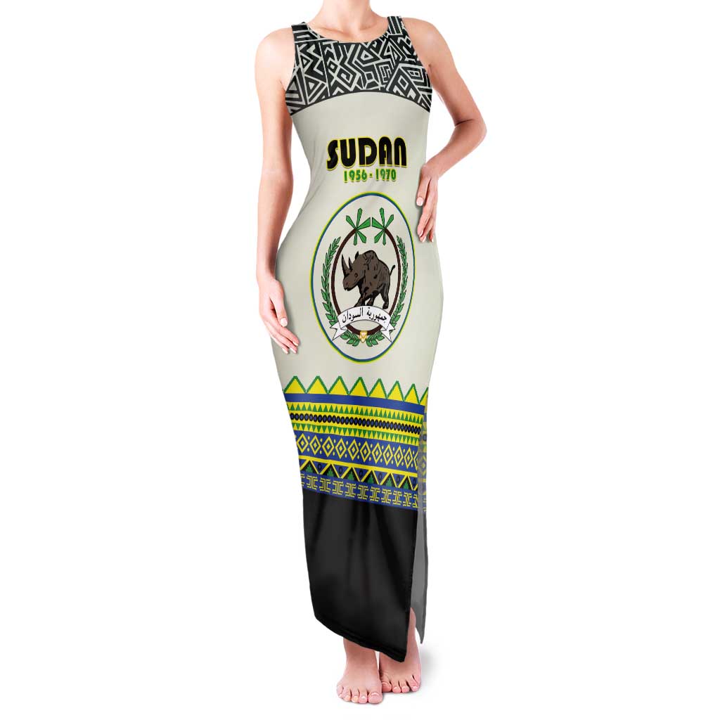 Personalized Sudan 1956-1970 Tank Maxi Dress With African Pattern - Wonder Print Shop