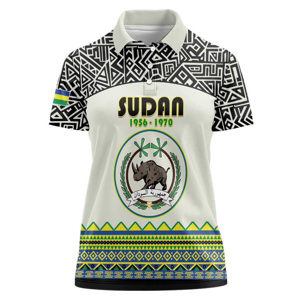 Personalized Sudan 1956-1970 Women Polo Shirt With African Pattern - Wonder Print Shop