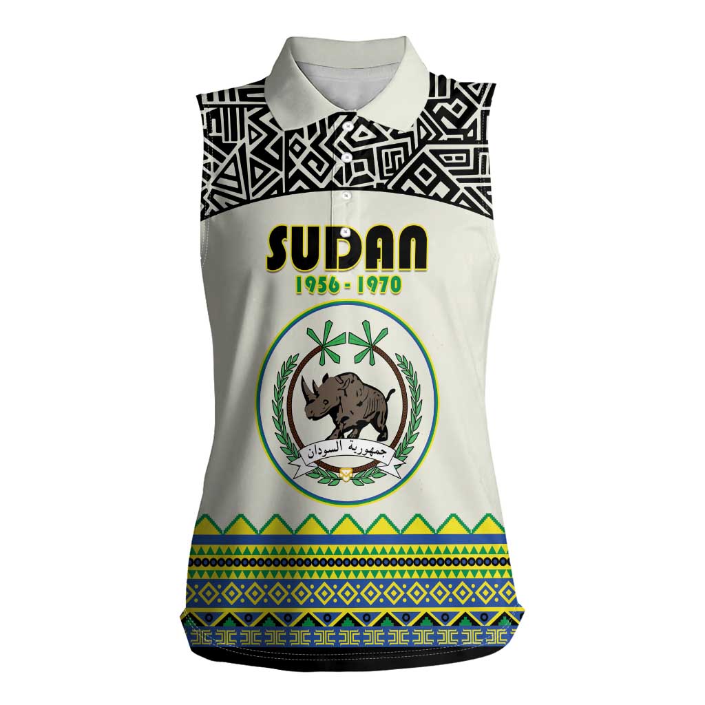 Personalized Sudan 1956-1970 Women Sleeveless Polo Shirt With African Pattern - Wonder Print Shop