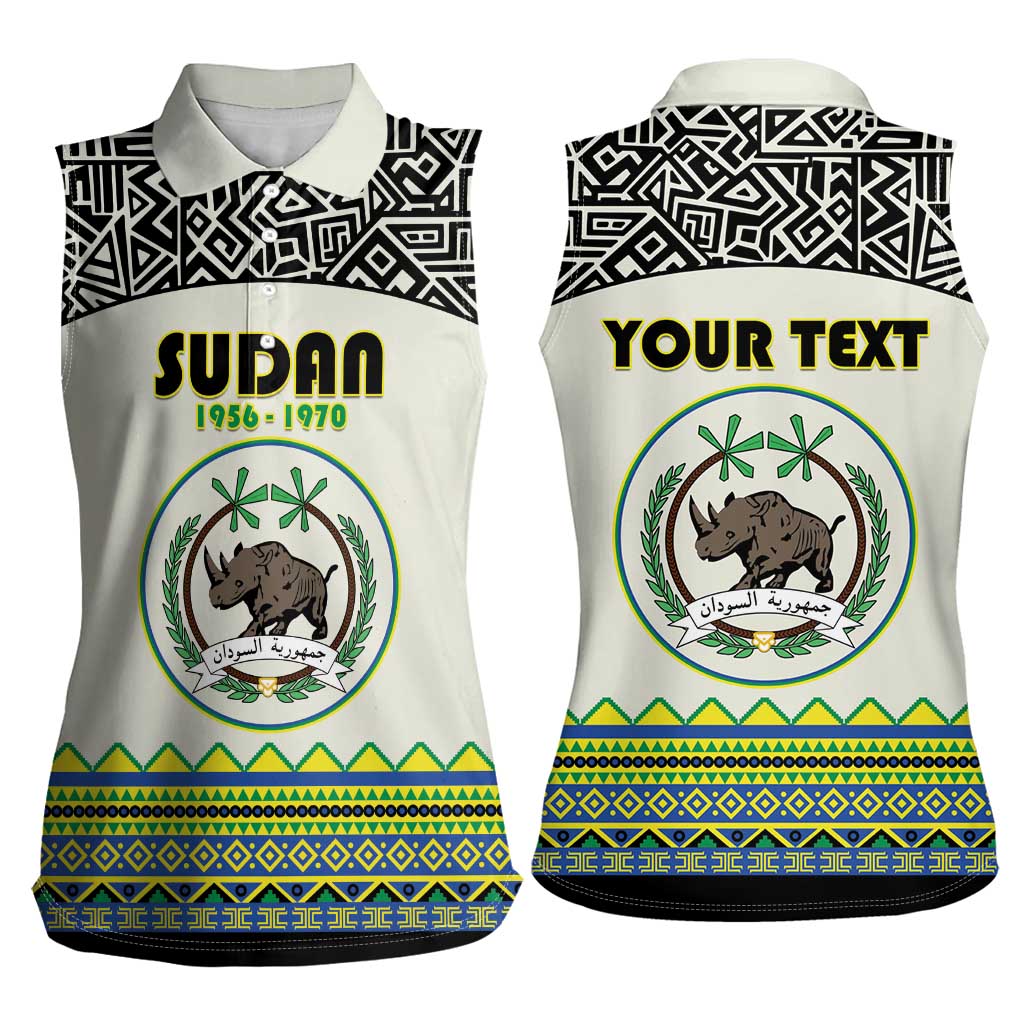 Personalized Sudan 1956-1970 Women Sleeveless Polo Shirt With African Pattern - Wonder Print Shop