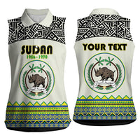 Personalized Sudan 1956-1970 Women Sleeveless Polo Shirt With African Pattern - Wonder Print Shop