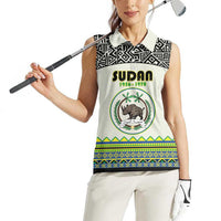 Personalized Sudan 1956-1970 Women Sleeveless Polo Shirt With African Pattern - Wonder Print Shop