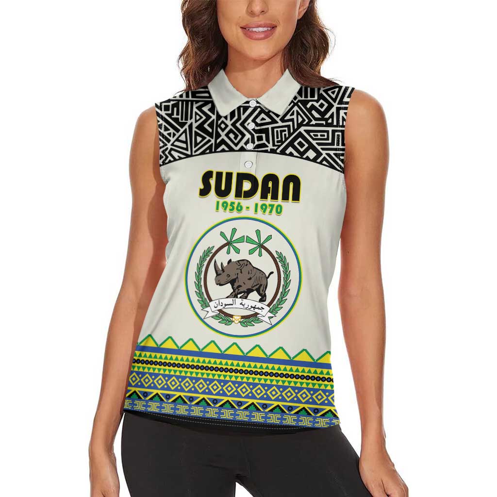 Personalized Sudan 1956-1970 Women Sleeveless Polo Shirt With African Pattern - Wonder Print Shop