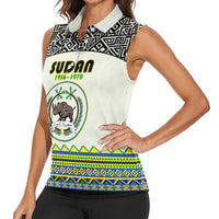 Personalized Sudan 1956-1970 Women Sleeveless Polo Shirt With African Pattern - Wonder Print Shop