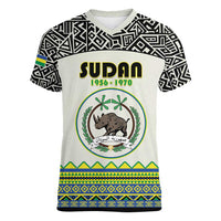 Personalized Sudan 1956-1970 Women V-Neck T-Shirt With African Pattern - Wonder Print Shop
