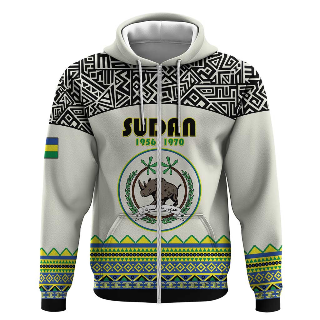 Personalized Sudan 1956-1970 Zip Hoodie With African Pattern - Wonder Print Shop