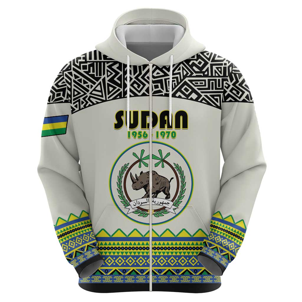 Personalized Sudan 1956-1970 Zip Hoodie With African Pattern - Wonder Print Shop