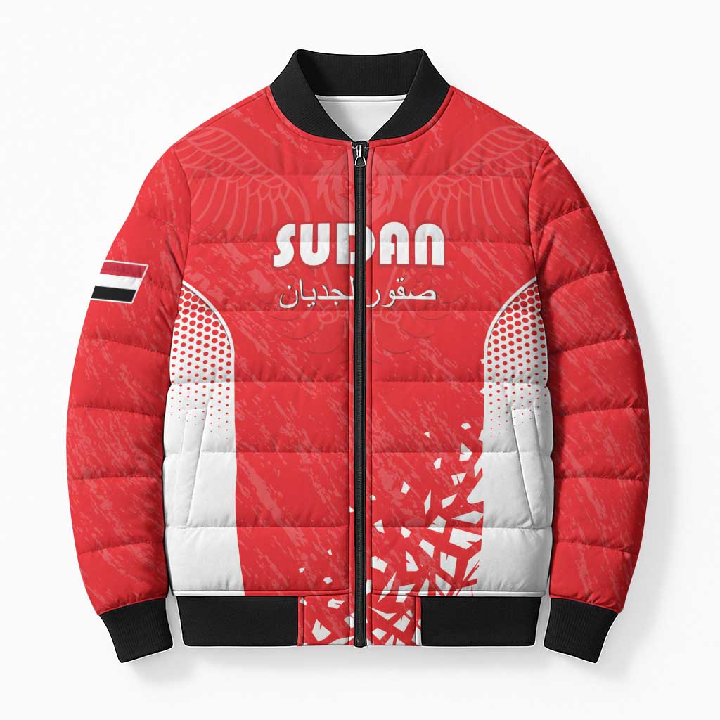Custom Sudan Football Bomber Puffer Jacket Come On Falcons of Jediane - Wonder Print Shop