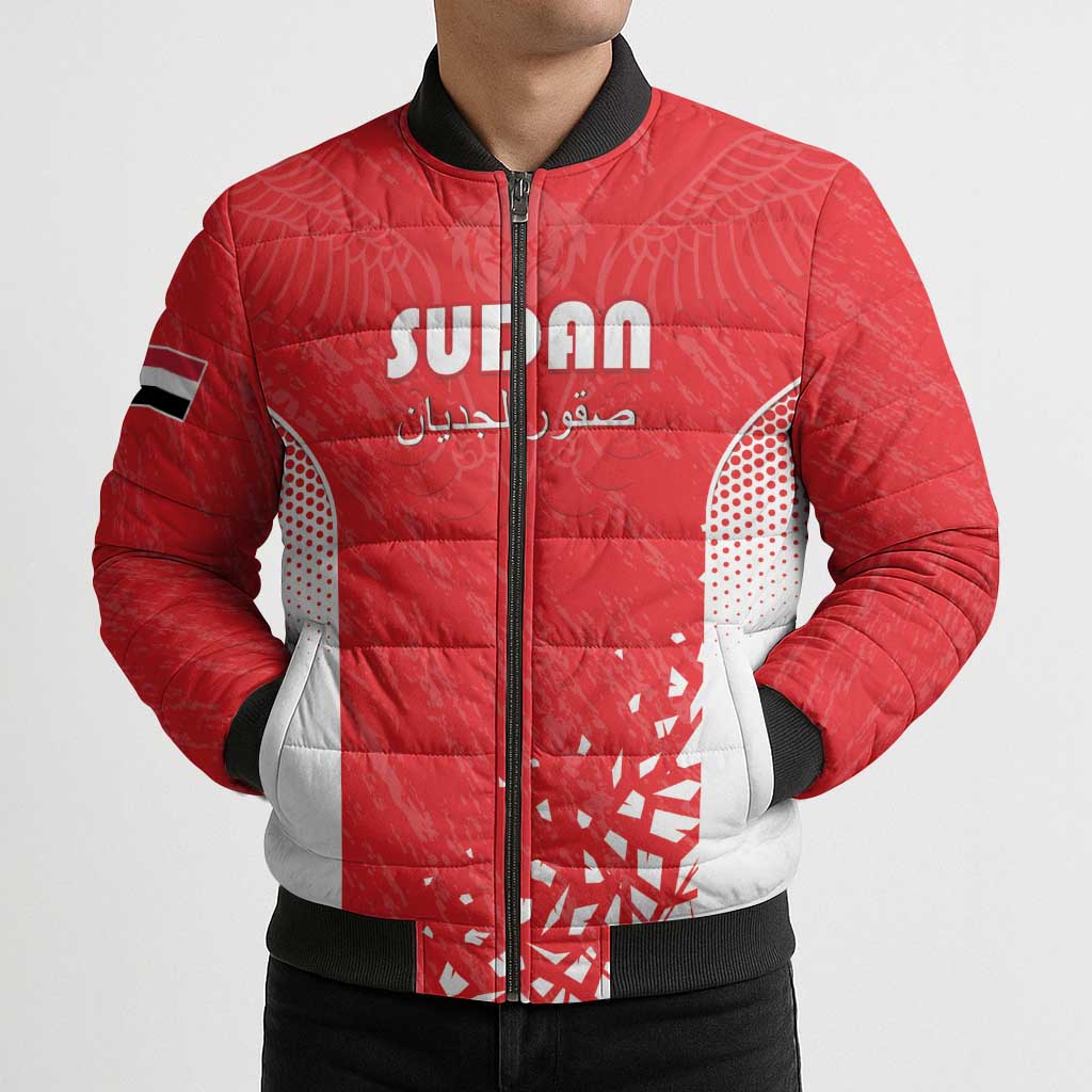 Custom Sudan Football Bomber Puffer Jacket Come On Falcons of Jediane - Wonder Print Shop