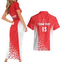 Custom Sudan Football Couples Matching Short Sleeve Bodycon Dress and Hawaiian Shirt Come On Falcons of Jediane - Wonder Print Shop