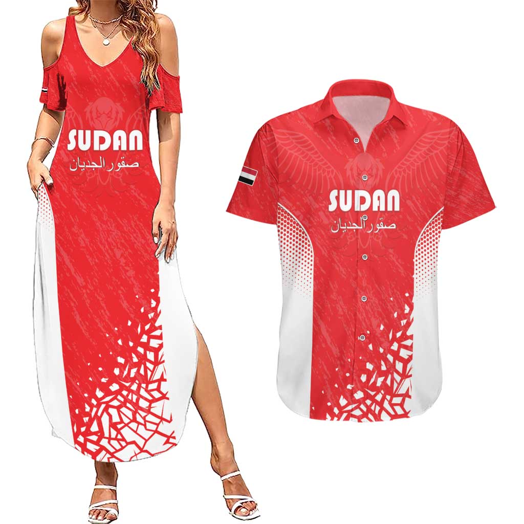 Custom Sudan Football Couples Matching Summer Maxi Dress and Hawaiian Shirt Come On Falcons of Jediane - Wonder Print Shop