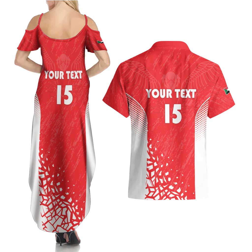 Custom Sudan Football Couples Matching Summer Maxi Dress and Hawaiian Shirt Come On Falcons of Jediane - Wonder Print Shop