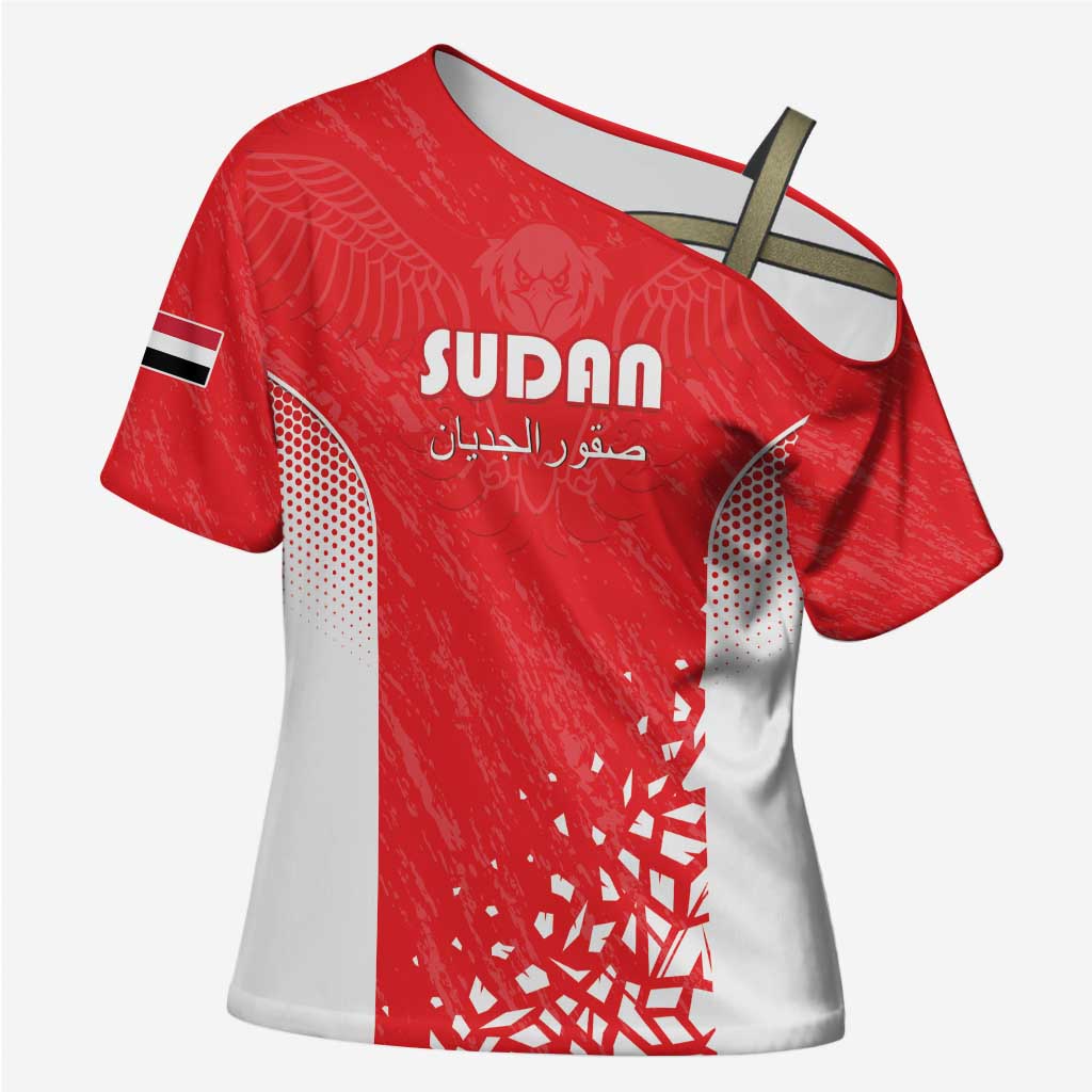 Custom Sudan Football Cross Shoulder Shirt Come On Falcons of Jediane - Wonder Print Shop