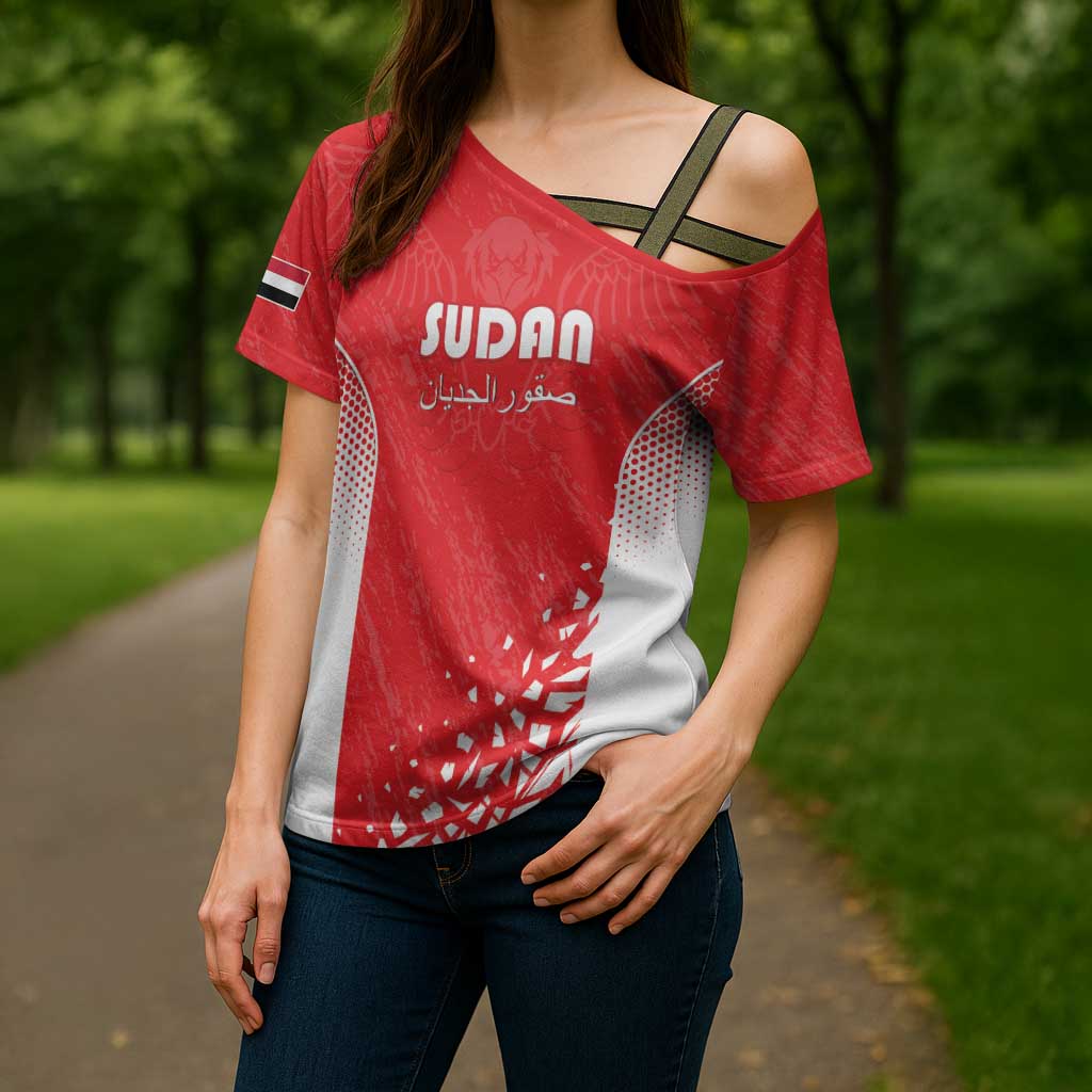 Custom Sudan Football Cross Shoulder Shirt Come On Falcons of Jediane - Wonder Print Shop