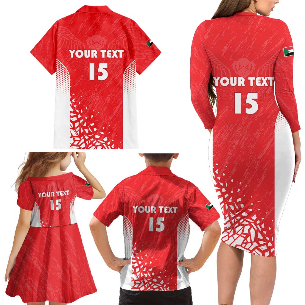 Custom Sudan Football Family Matching Long Sleeve Bodycon Dress and Hawaiian Shirt Come On Falcons of Jediane - Wonder Print Shop