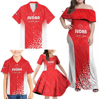 Custom Sudan Football Family Matching Off Shoulder Maxi Dress and Hawaiian Shirt Come On Falcons of Jediane - Wonder Print Shop