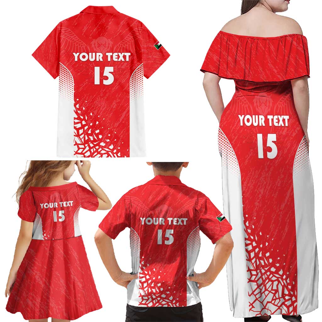 Custom Sudan Football Family Matching Off Shoulder Maxi Dress and Hawaiian Shirt Come On Falcons of Jediane - Wonder Print Shop