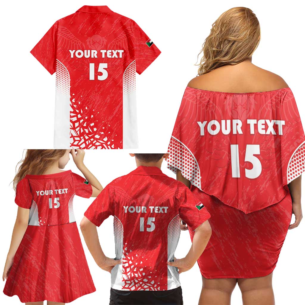 Custom Sudan Football Family Matching Off Shoulder Short Dress and Hawaiian Shirt Come On Falcons of Jediane - Wonder Print Shop