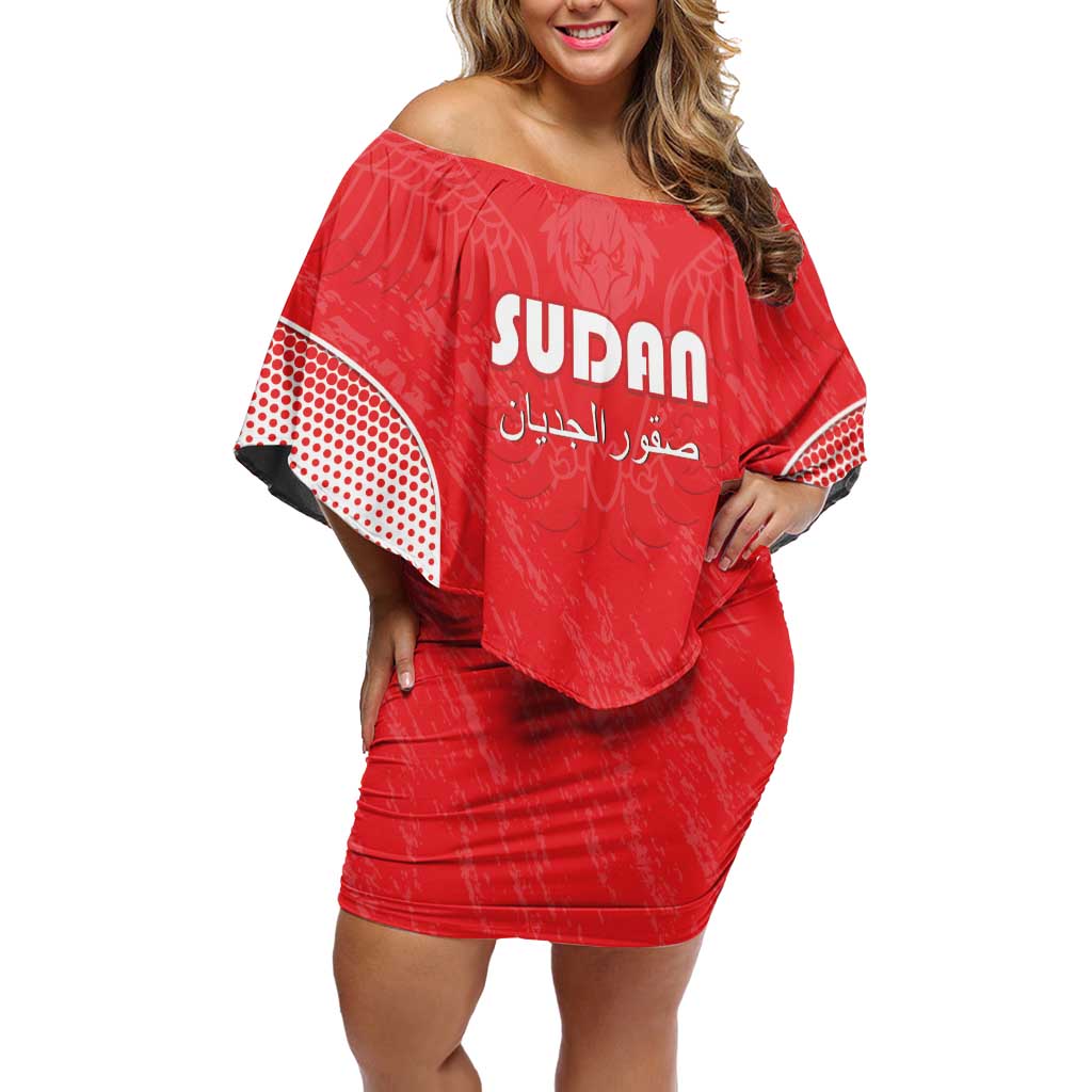 Custom Sudan Football Family Matching Off Shoulder Short Dress and Hawaiian Shirt Come On Falcons of Jediane - Wonder Print Shop