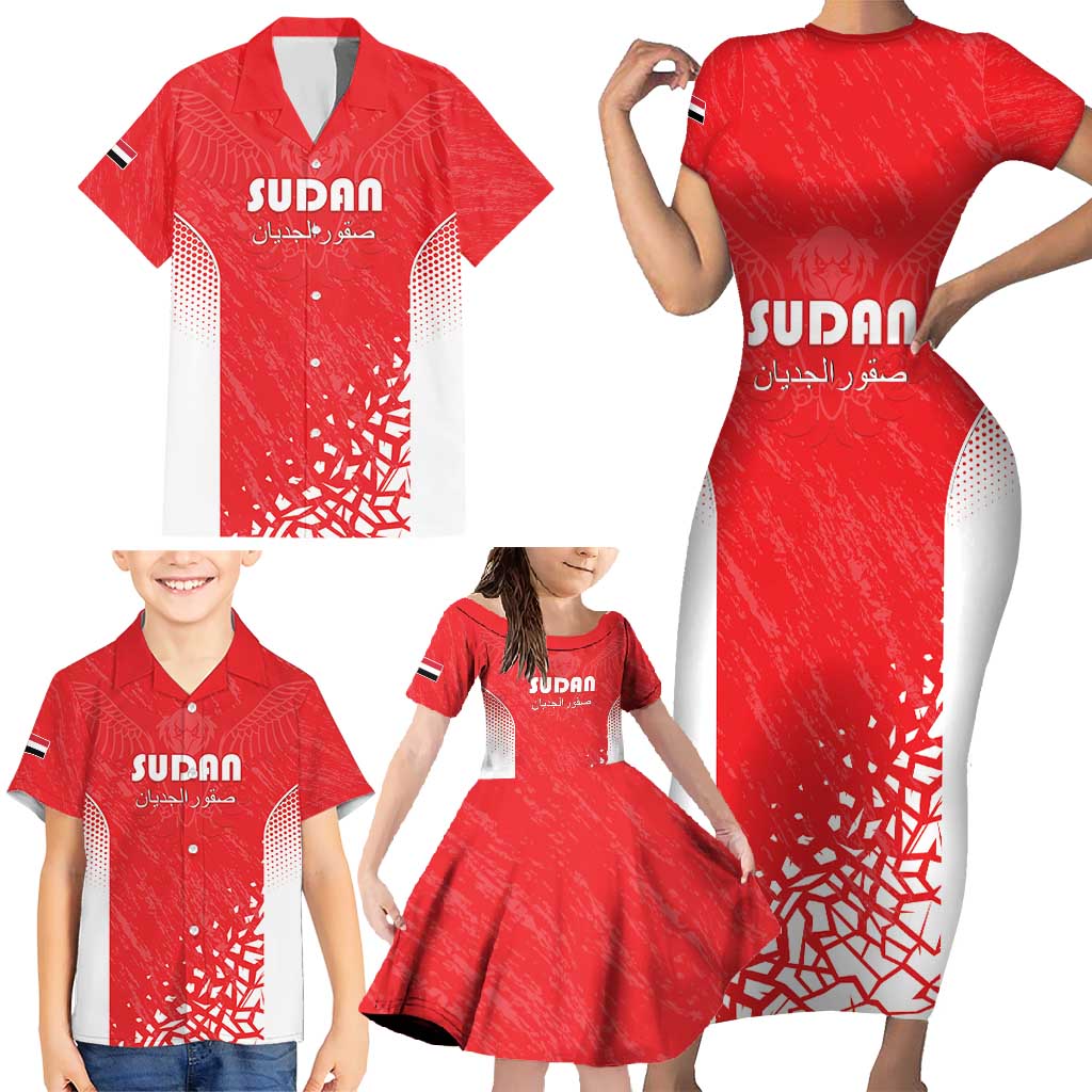 Custom Sudan Football Family Matching Short Sleeve Bodycon Dress and Hawaiian Shirt Come On Falcons of Jediane - Wonder Print Shop