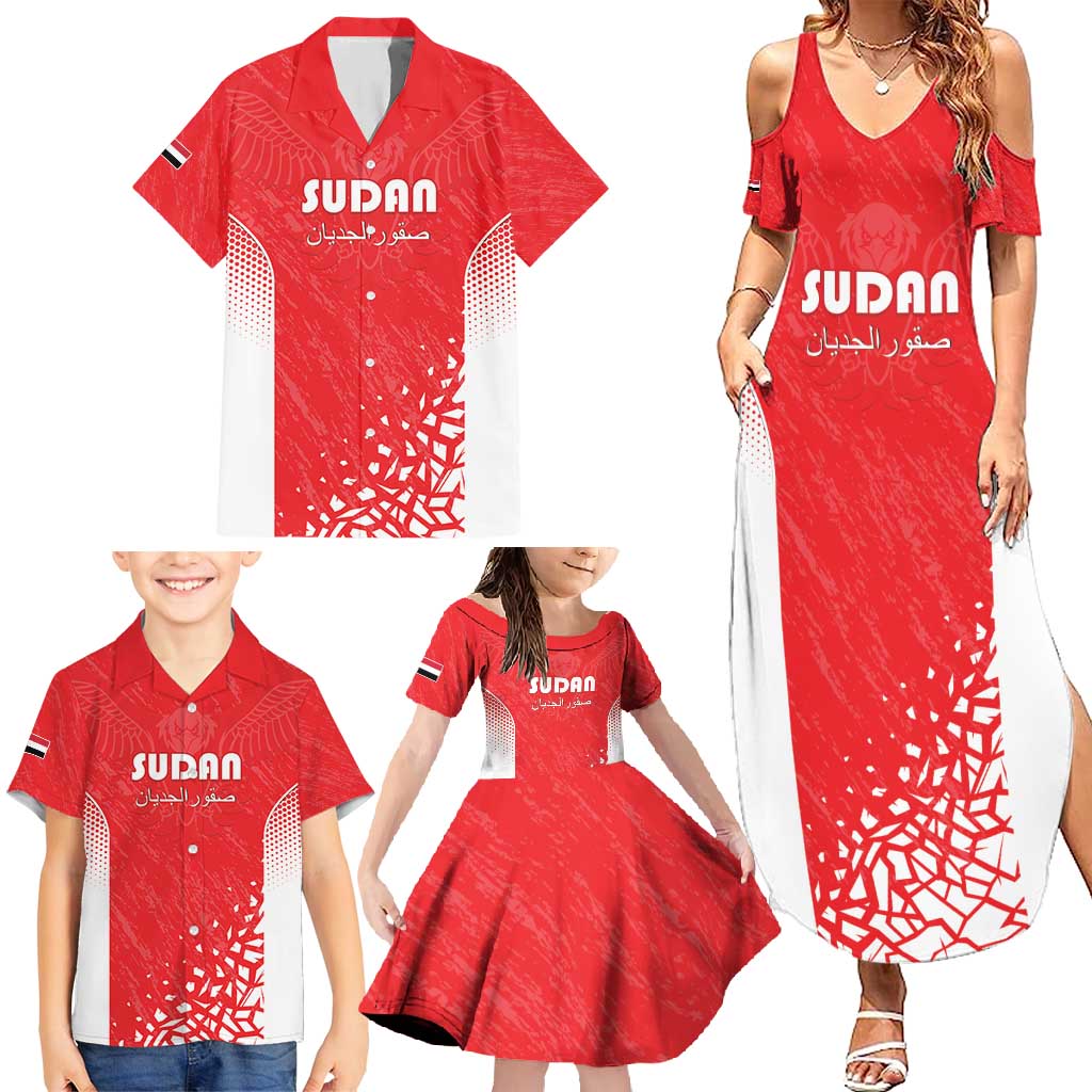 Custom Sudan Football Family Matching Summer Maxi Dress and Hawaiian Shirt Come On Falcons of Jediane - Wonder Print Shop
