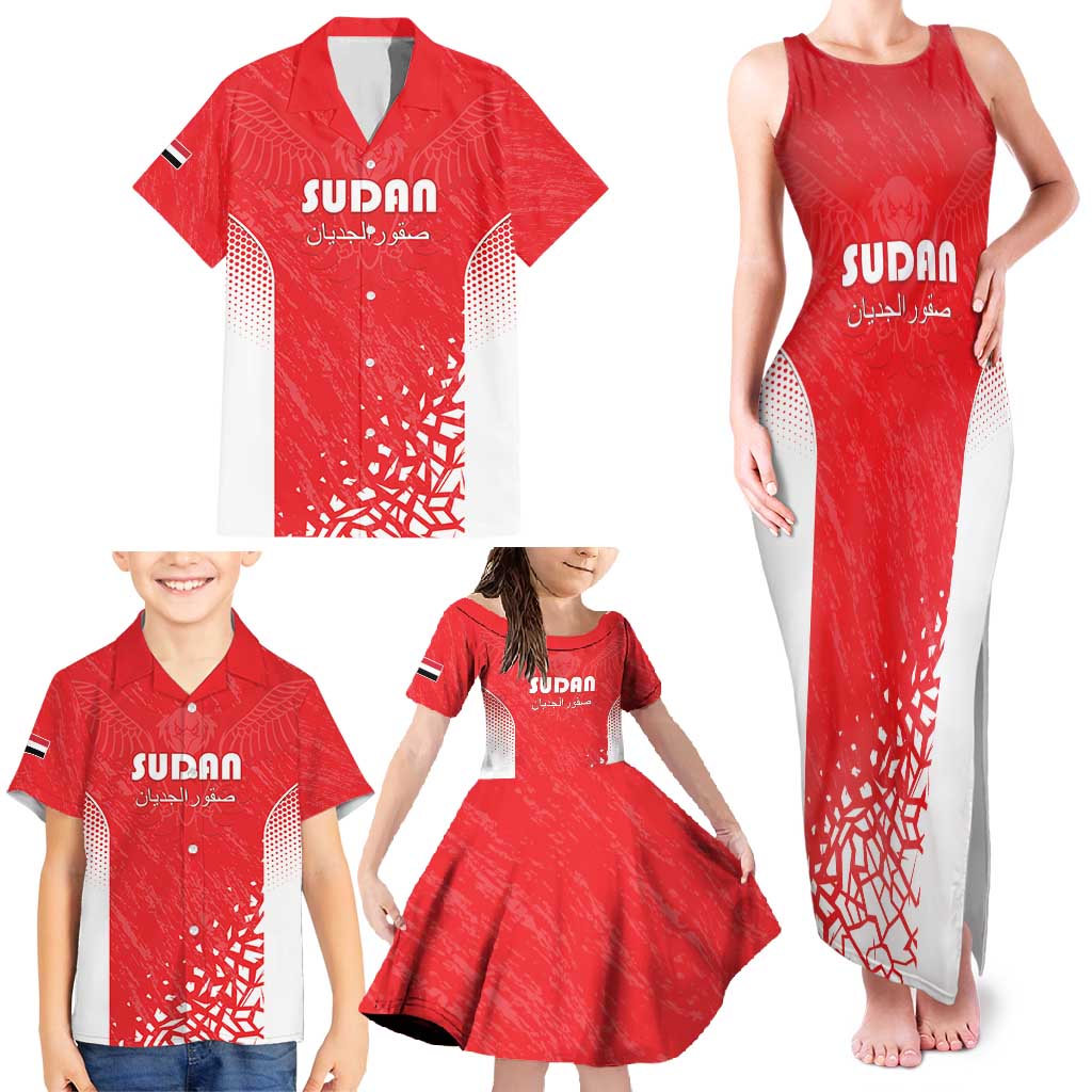 Custom Sudan Football Family Matching Tank Maxi Dress and Hawaiian Shirt Come On Falcons of Jediane - Wonder Print Shop